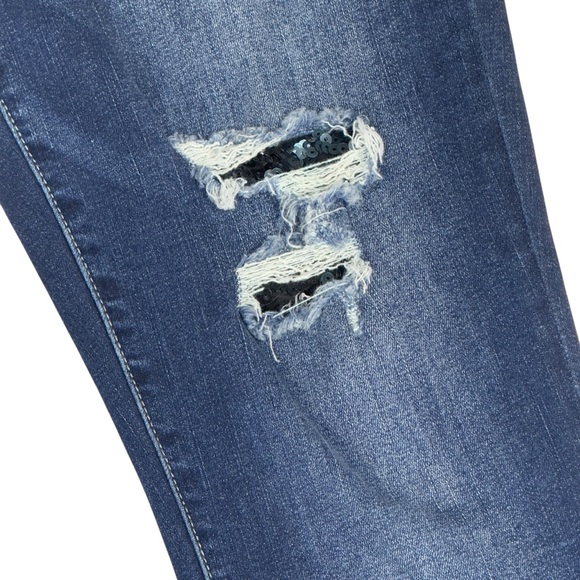 Maurice’s Distressed Ripped Sequin Stretchy Skinny Denim Jeans Medium Regular - Picture 6 of 13